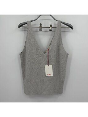 Kilte Collection Rei Tank in Heather Grey Cotton-Cashmere size 2/M V-Neck Top